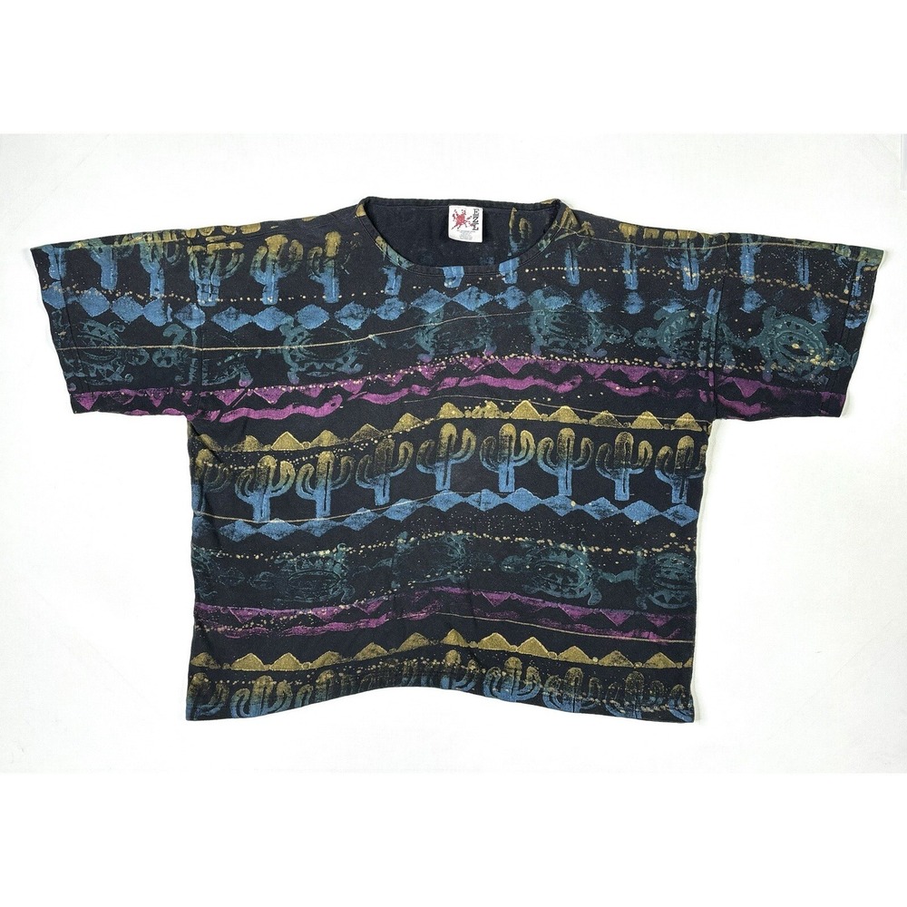 EZL Shirt Woman's One Size Vintage 1993 Made In USA Cactus Retro Multicolor